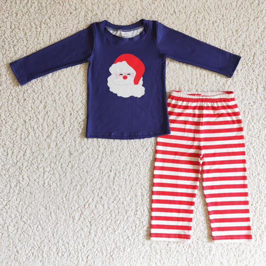 BLP0091 Christmas Santa Red Striped Print Boys Set