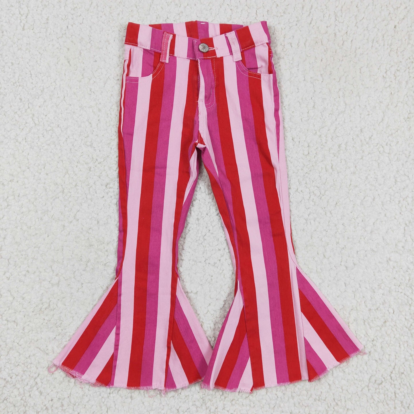 P0043 Pink Striped Print Valentine Denim Jeans