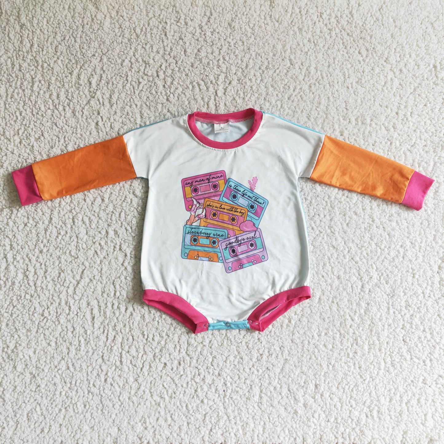 LR0150 Colorful Tape Bummies Romper