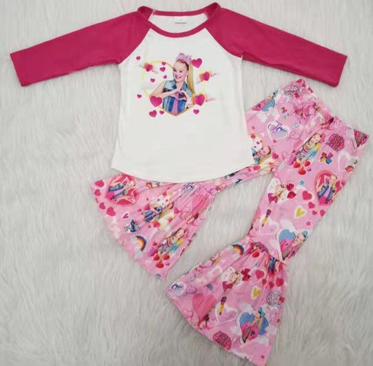 Valentine's Day Girls Hot Pink Cartoon Set