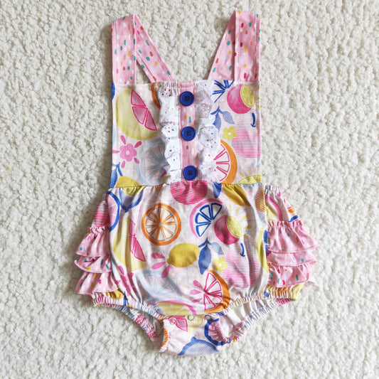 S0016 Fruits Print Baby Girls Romper