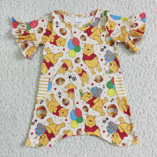 GSD0114 Cartoon Short Sleeve Pockets Dress