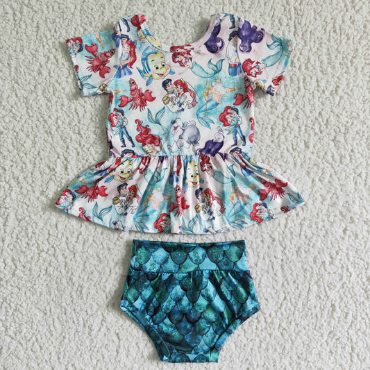 GBO0035  Mermaid Cartoon Bummies Set