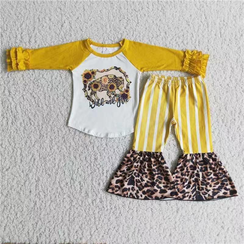 Yellow Heifer Striped Print Set