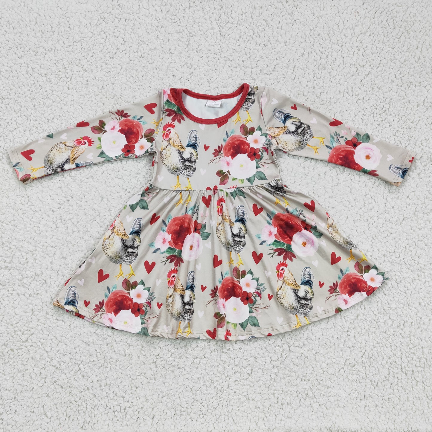 GLD0163 Chick Valentine's Day Flower Heart Girls Dress