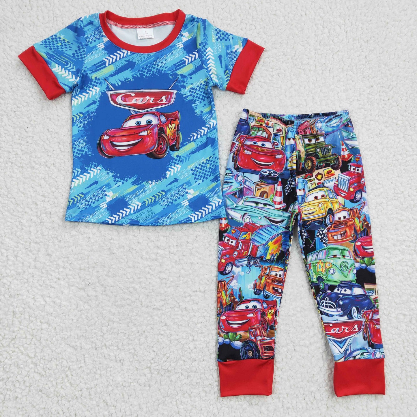 BSPO0090 Kids Short Sleeve Car Boys Summer Cartoon Outfits