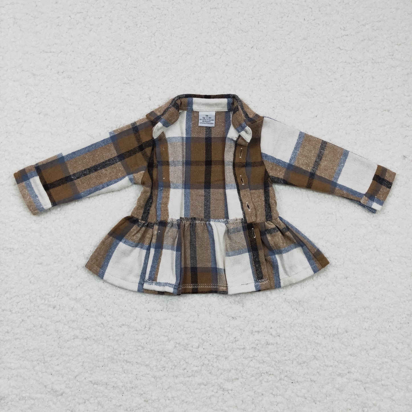 GT0089 Brown Plaid Print Girls Shirts Dress
