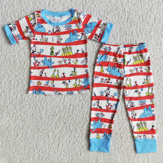Dr Striped Print Boys Pajamas