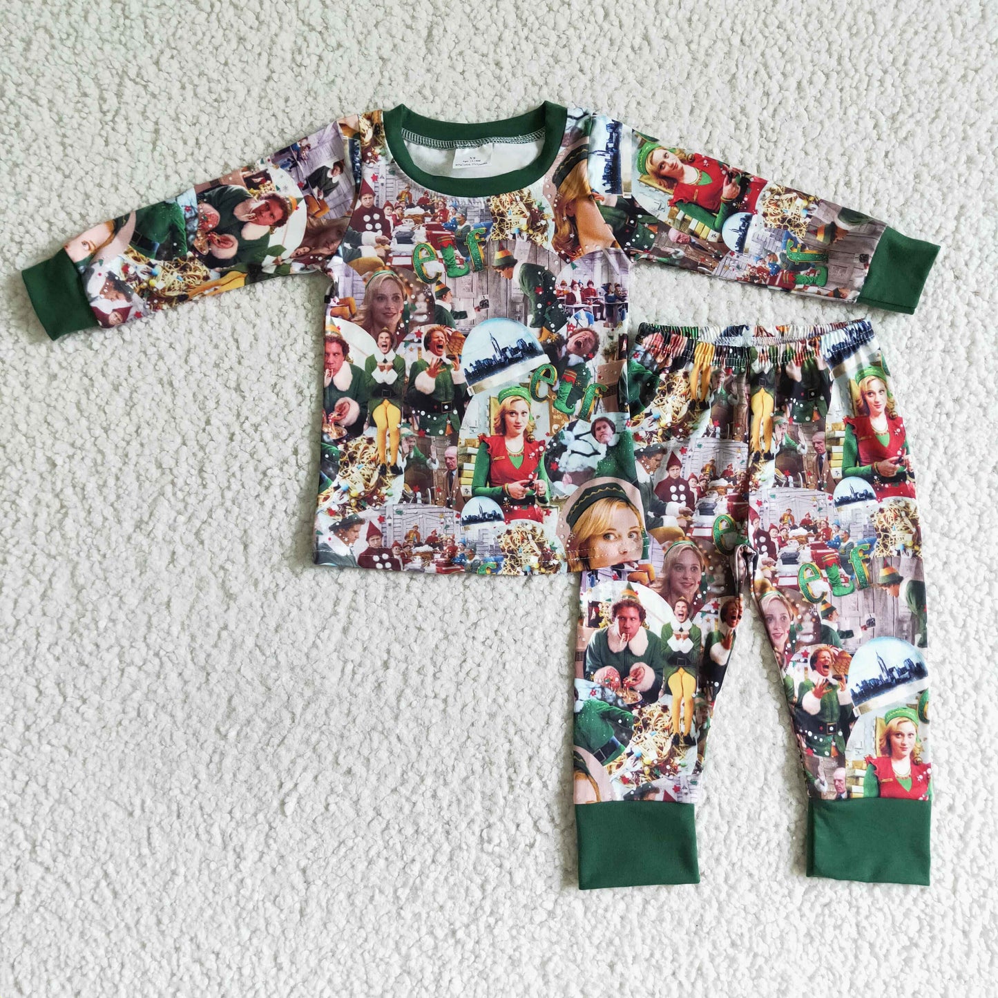 BLP0051 Christmas Green Long Sleeve Boys Pajamas