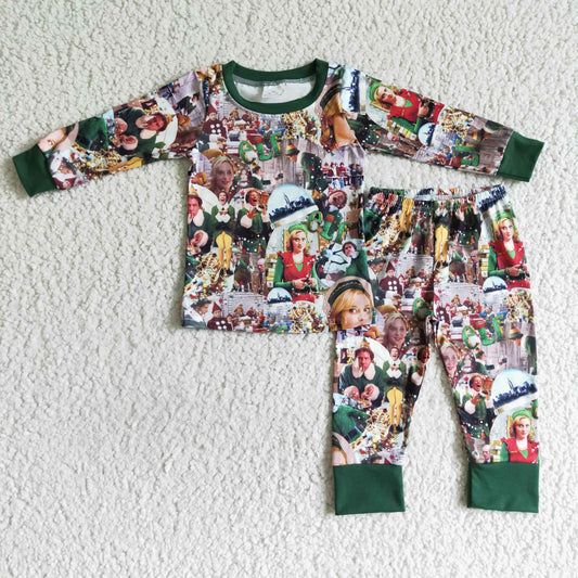 BLP0051 Christmas Green Long Sleeve Boys Pajamas