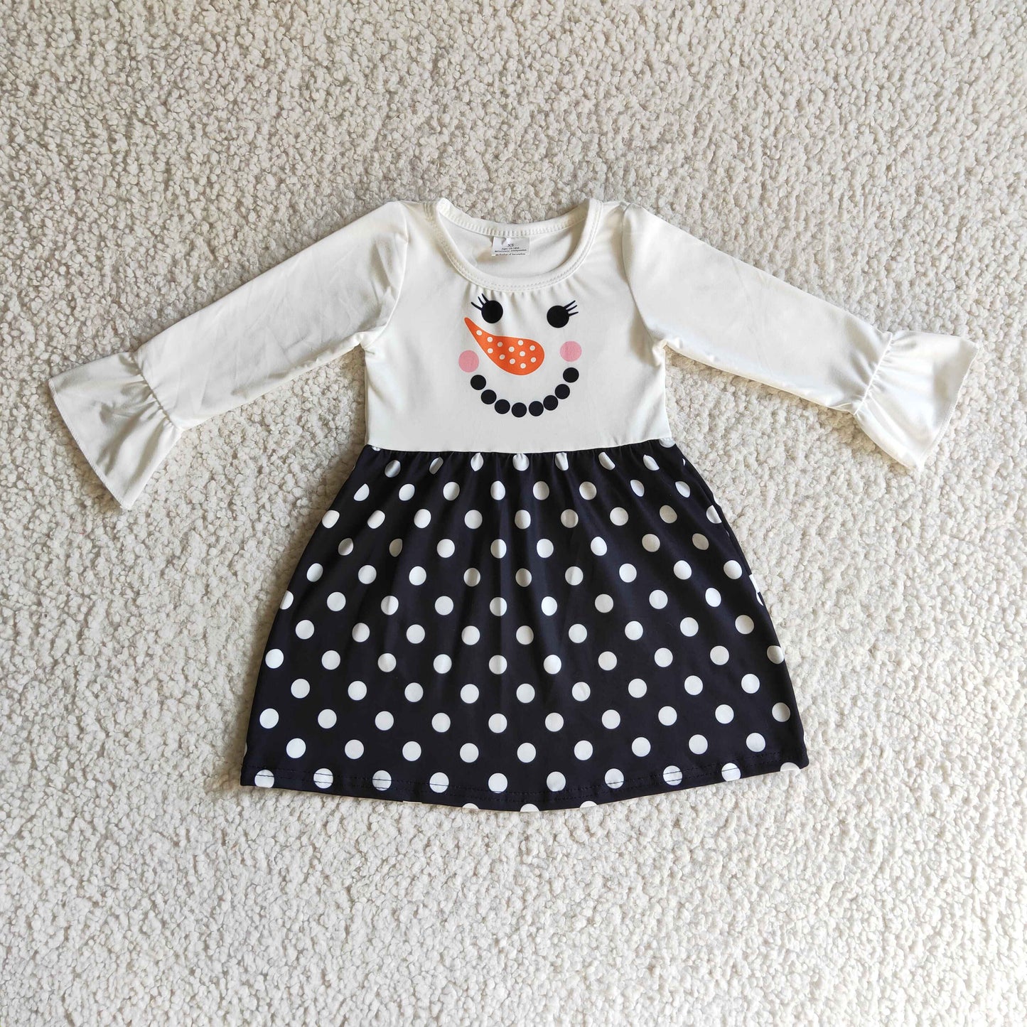 $5.5 GLD0119 Christmas Winter Snowman Dots Girls Dress