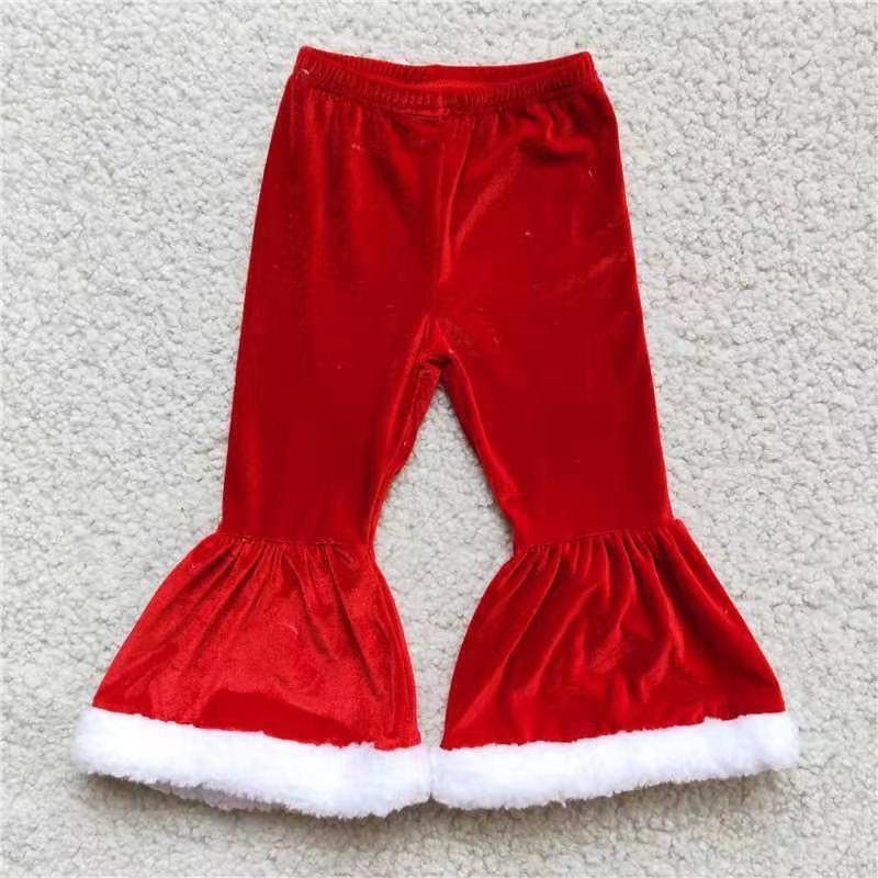 Christmas Velvet Bell-bottom Pants