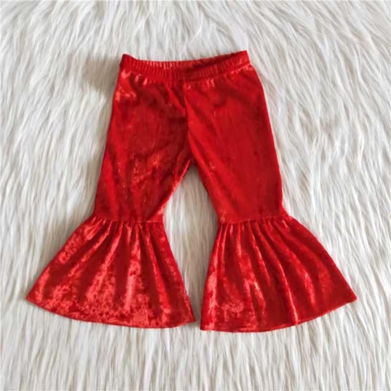 Christmas Velvet Bell-bottom Red Pants