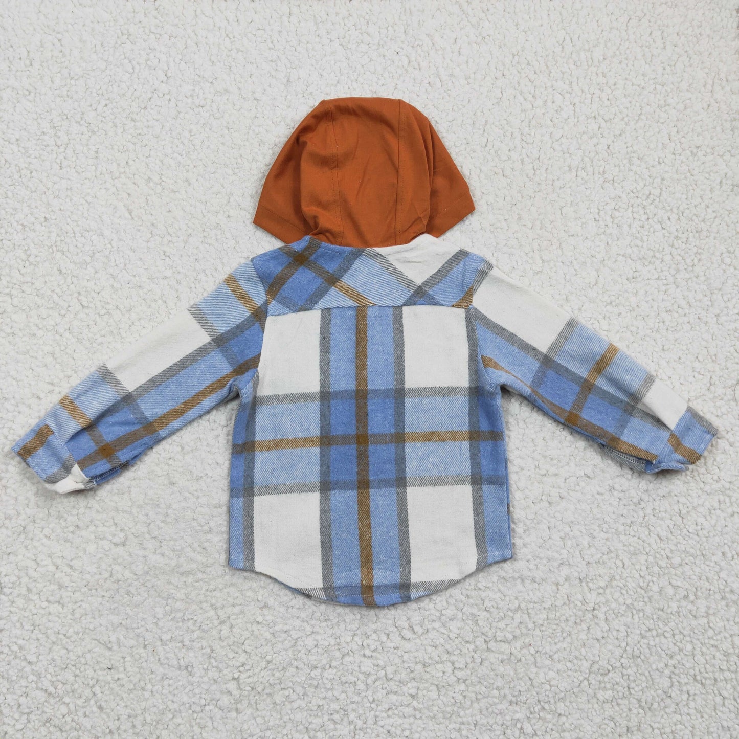 BT0208 Blue Plaid Brown Hat Hoodie Top