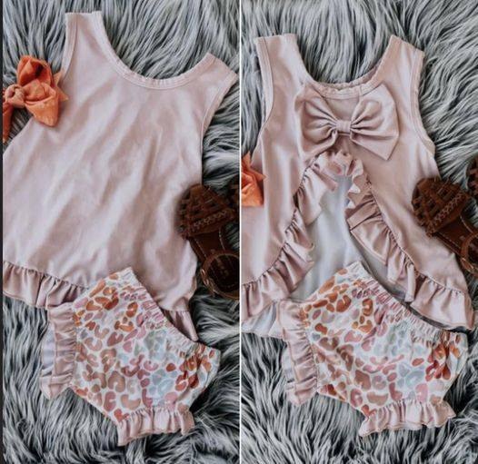 GBO0122 Pink Floral Print Baby Girls Bummies Set