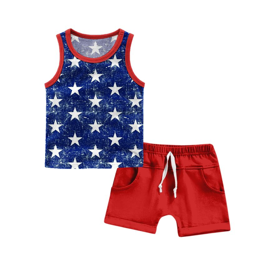 BSSO0220 Summer Boys July 4th Shorts Set