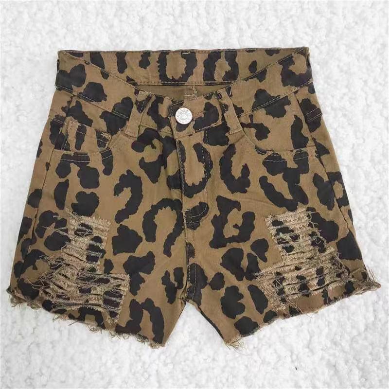 Leopard Print Short Denim Jeans