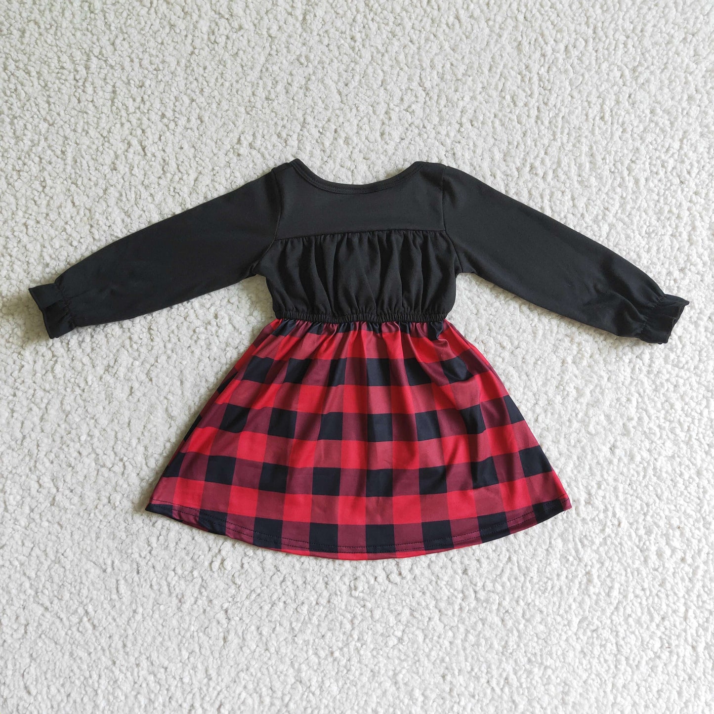 GLD0072 Black & Red Plaid Print Christmas Dress