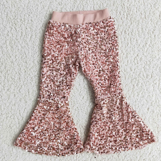 Pink Sequin Bell-bottom Hot Sale Kids Pants