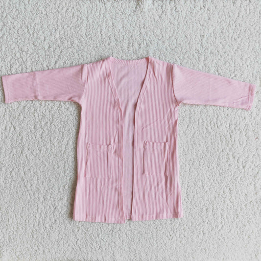 Pink Long Sleeve 2 Pockets Cardigan