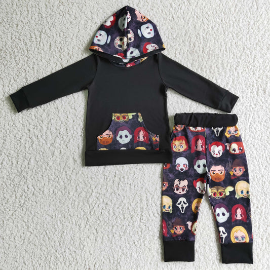 BLP0023 Halloween Black Cartoon Boys Hoodie Outfits