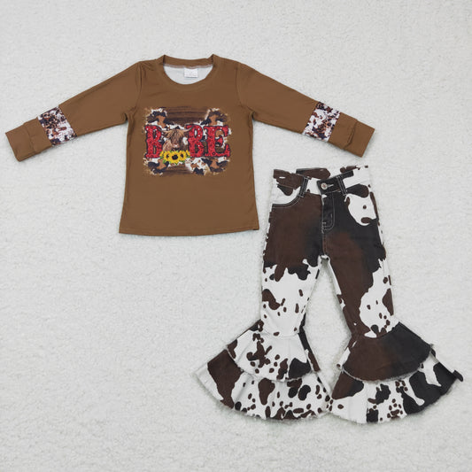 GLP0402 Babe Brown Cow Print Jeans Girls Outfits