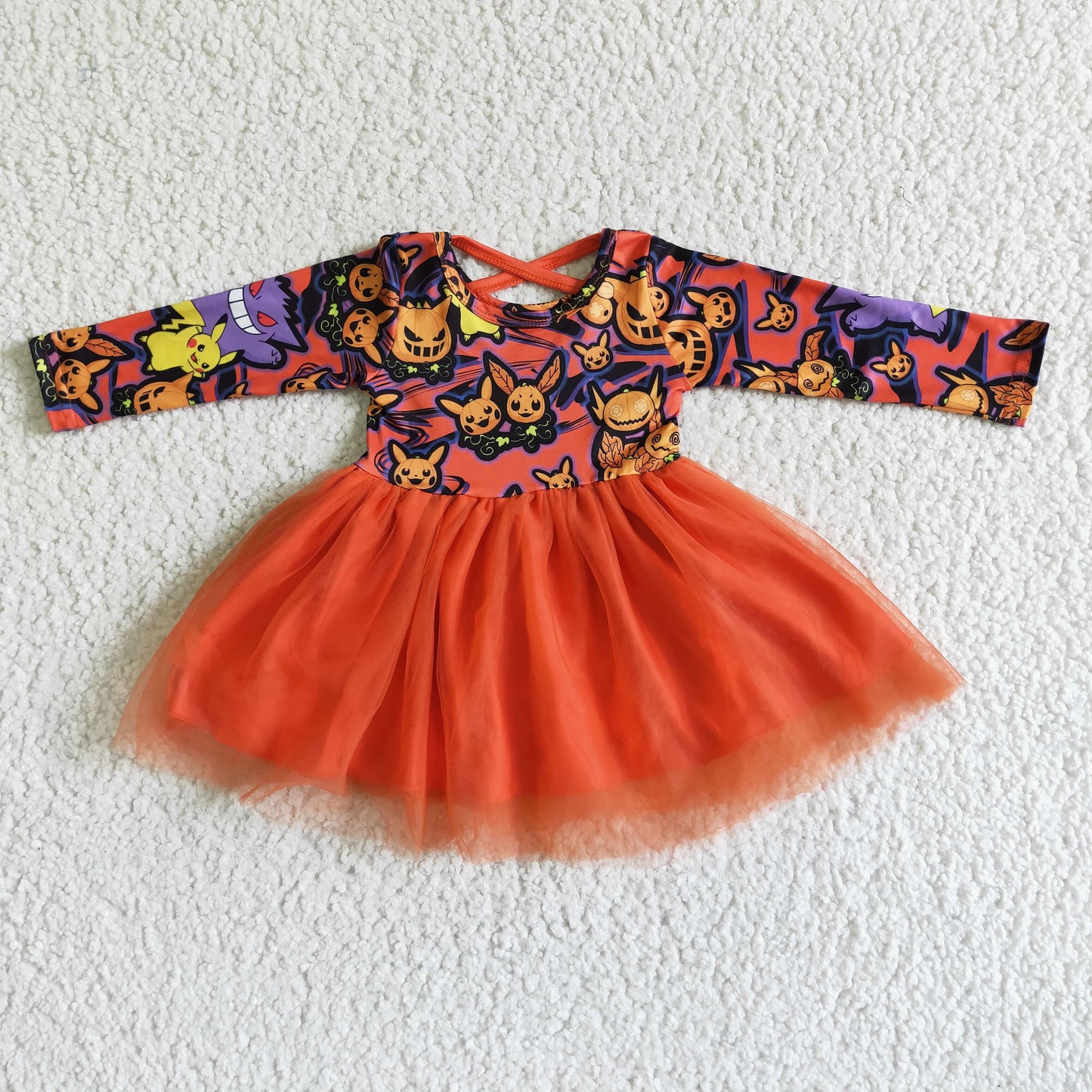 GLD0010 Fall Halloween Pumpkin Tutu Dress