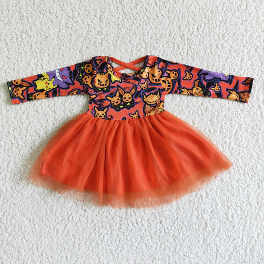 GLD0010 Fall Halloween Pumpkin Tutu Dress