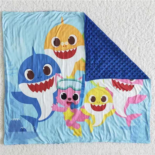 New Arrival Kids Shark Print Blue Blanket