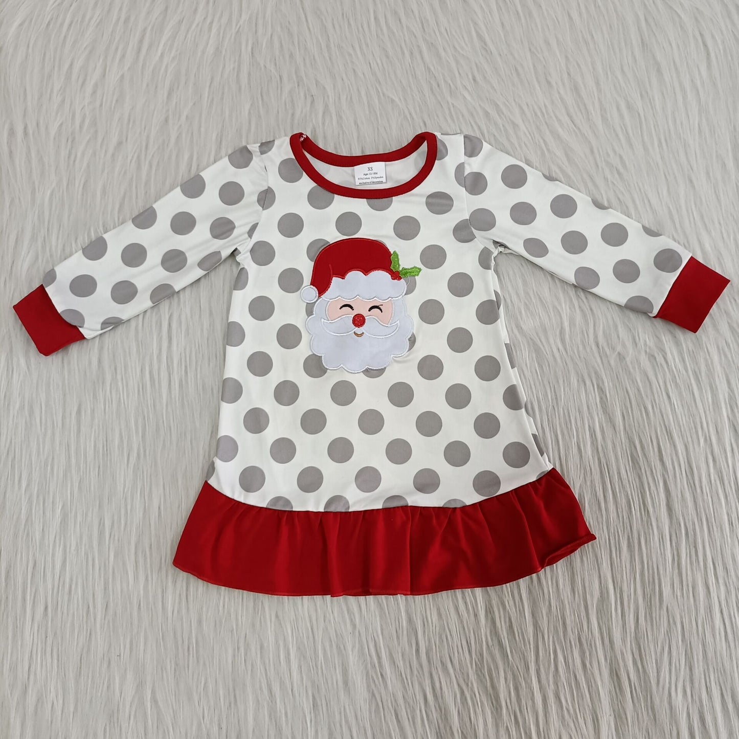 Christmas Santa Embroidery Lovely Girls Gown