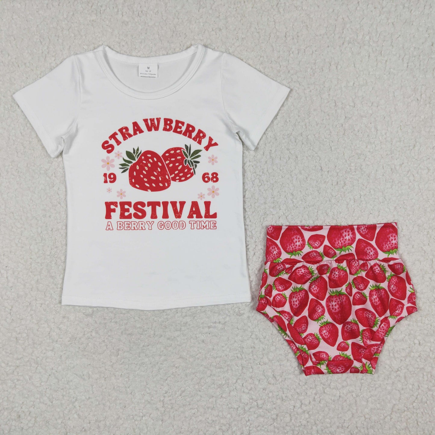 GBO0097 Strawberry Festival A Berry Good Time With Bow Girls Bummies Set
