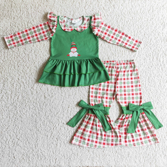 GLP0270 Green Winter Christmas Snowman Girls Set