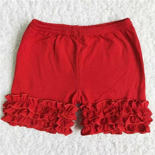 Summer Adorable Red Ruffles High Quality Girls Shorts