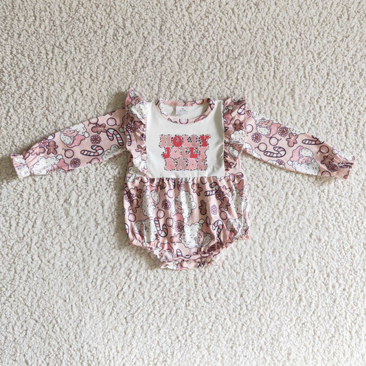 LR0206 Holly Jolly Babe Christmas Pink Bummies Romper
