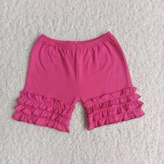 Summer Hot Pink Ruffles High Quality Girls Shorts