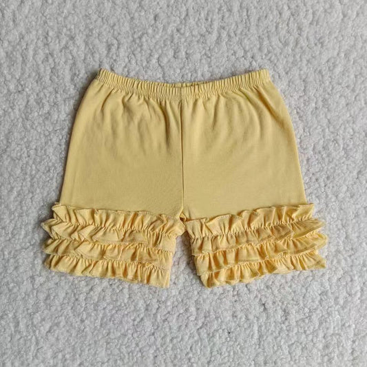 Summer Yellow Ruffles High Quality Girls Shorts