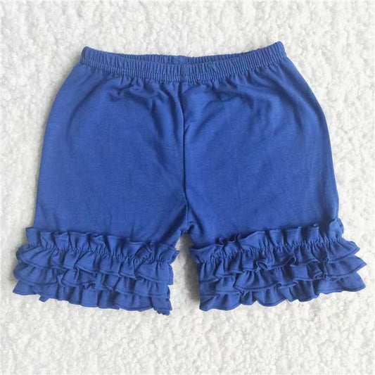 Summer Adorable Dark Blue Ruffles High Quality Girls Shorts