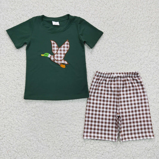 USA SHOP BSSO0117 Green Duck Short Sleeve Embroidery Boys Set