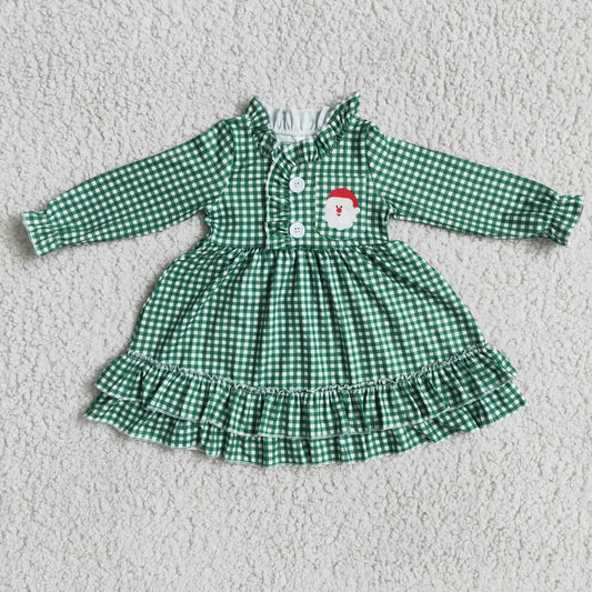 6 C10-7 Christmas Green Santa Baby Girls Gown