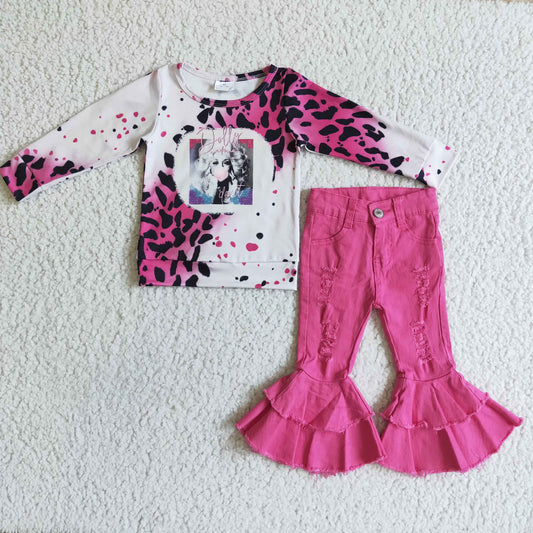 GLP0106 Pink Denim Jeans Match T-shirts