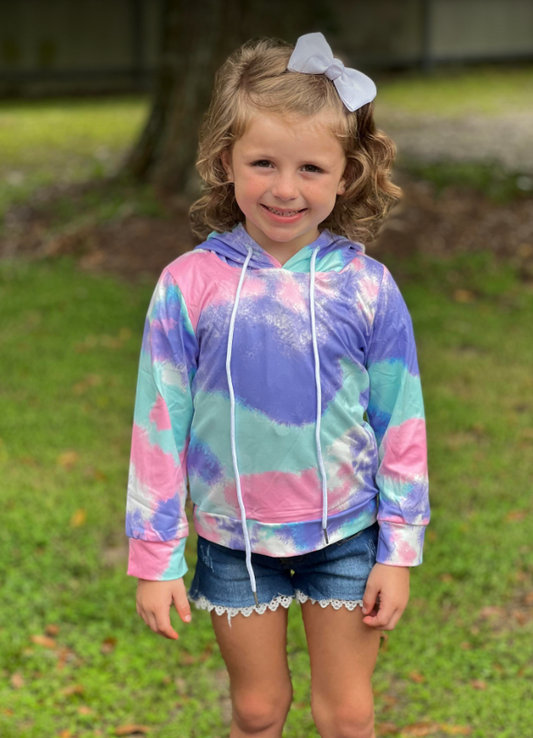 6 A24-4 Tie Dye Baby Girls Hoodie Top