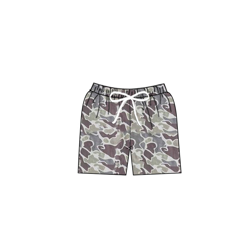 SS0079 Boys Camo Print Music Swimming Trunks