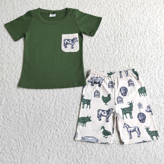 BSSO0046 Green Farm Boys Outfits