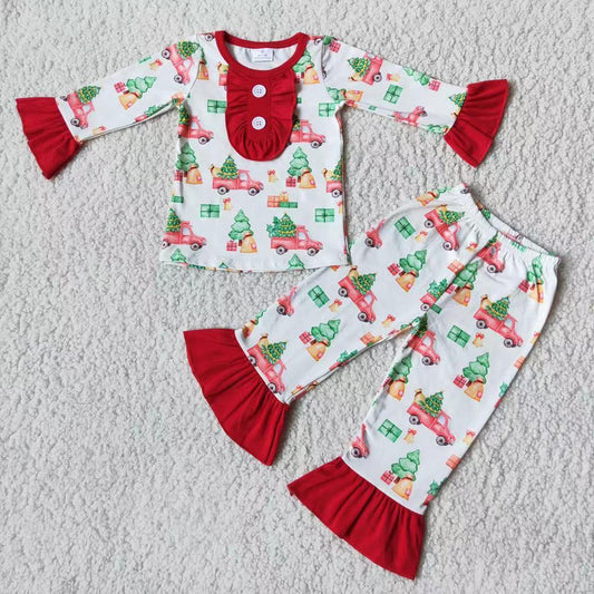 Christmas Tree Red Girls Pajamas