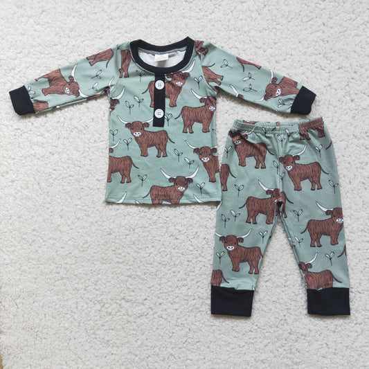 Boys Long Sleeve Heifer Print Pajamas