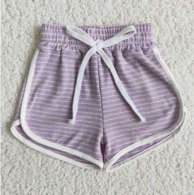 B0-10 Purple Striped Print Sport Shorts