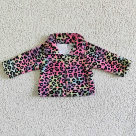 A23-26 Colorful Leopard Print Polar Fleece Jacket