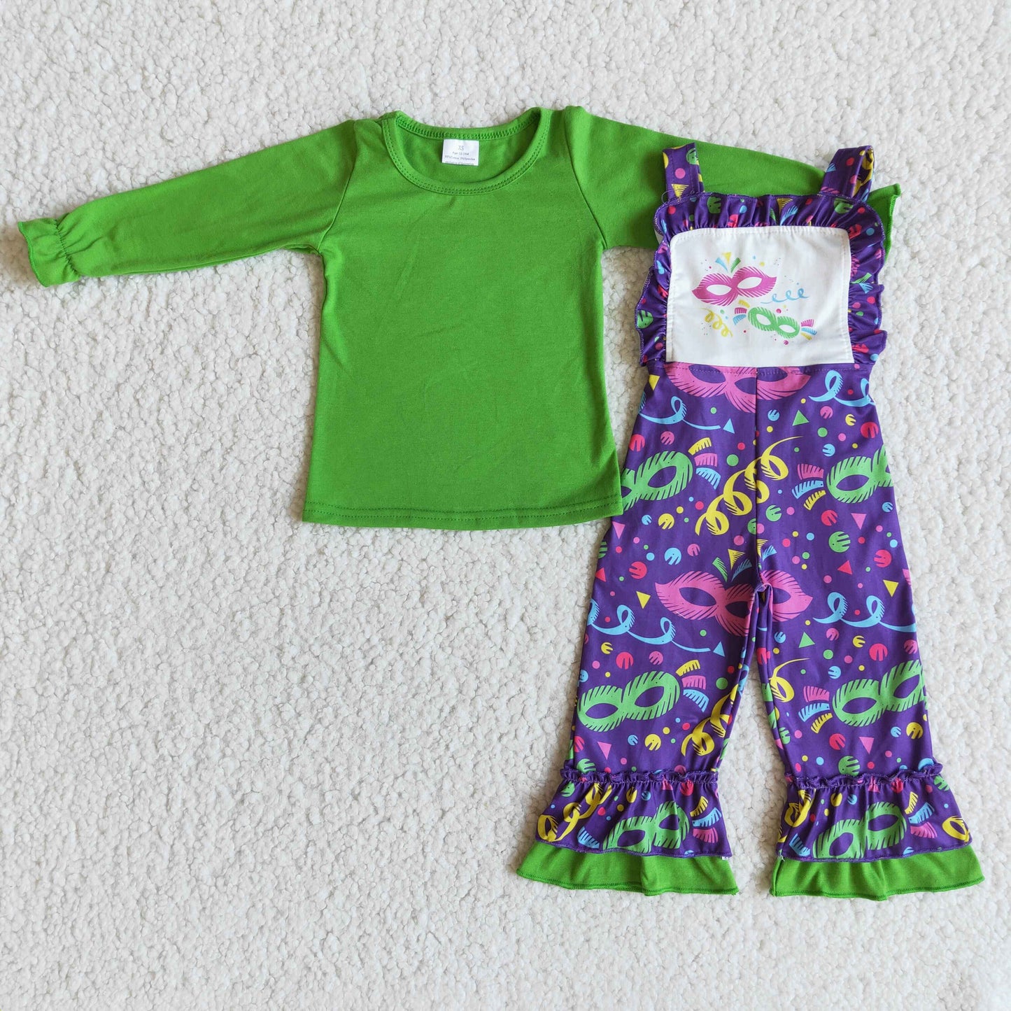 Mardi Gras Green Top Match Overalls