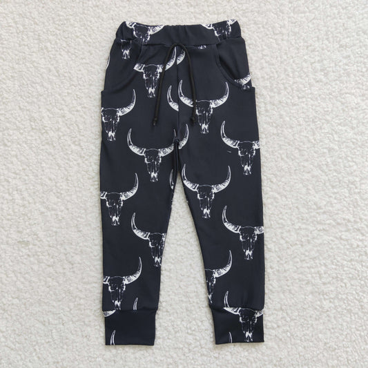 P0091 Black Cow Skull Boys Pants