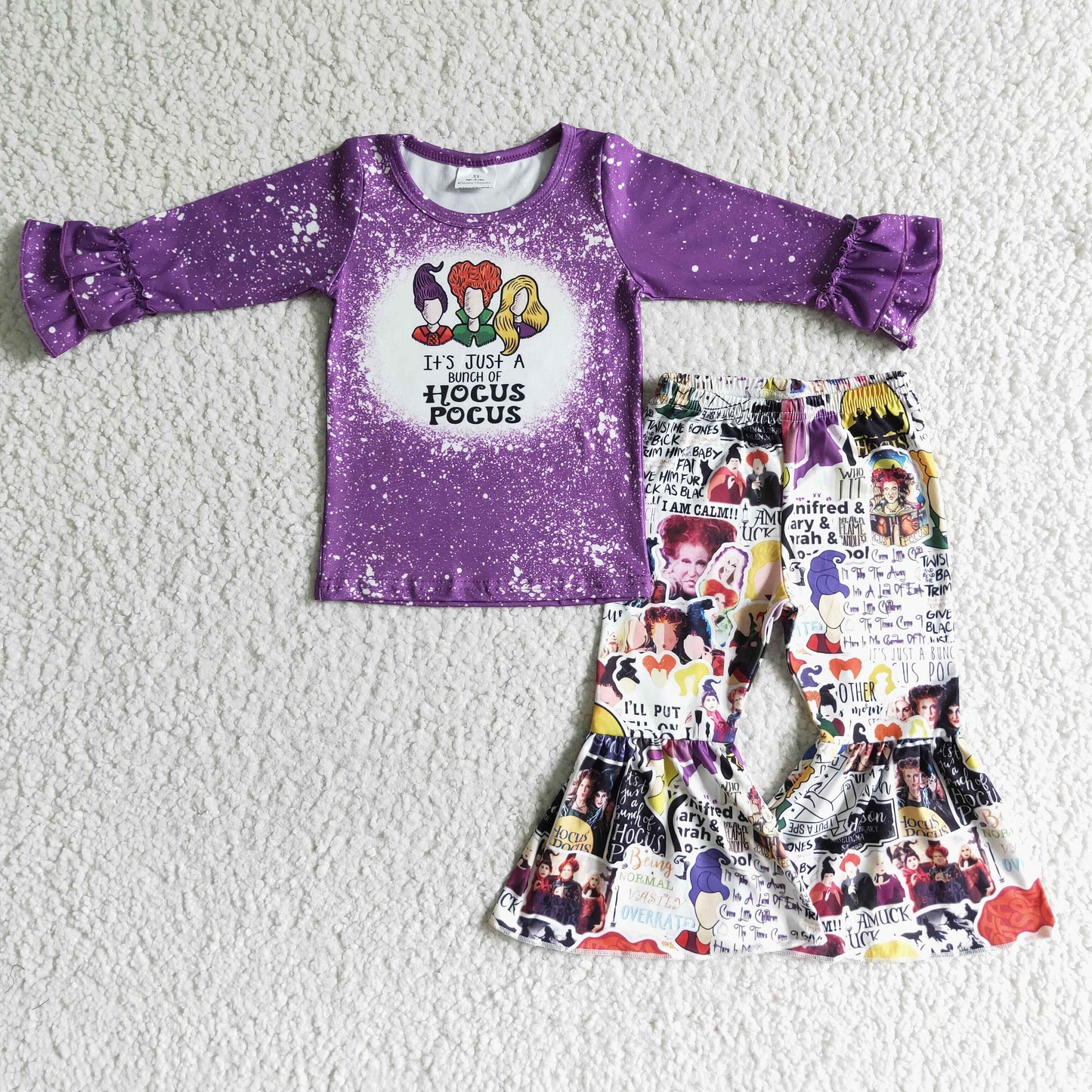 GLP0012 Purple Cartoon Fall Halloween Baby Girls Outfits